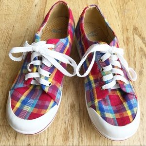 Dansko Veda Vegan Plaid Lace Up Clogs Size 39/8.5